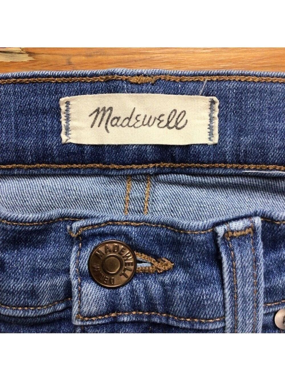 Madewell 9´´ High Rise Skinny Crop Blue Jeans Size 28 Ripped Distressed Denim